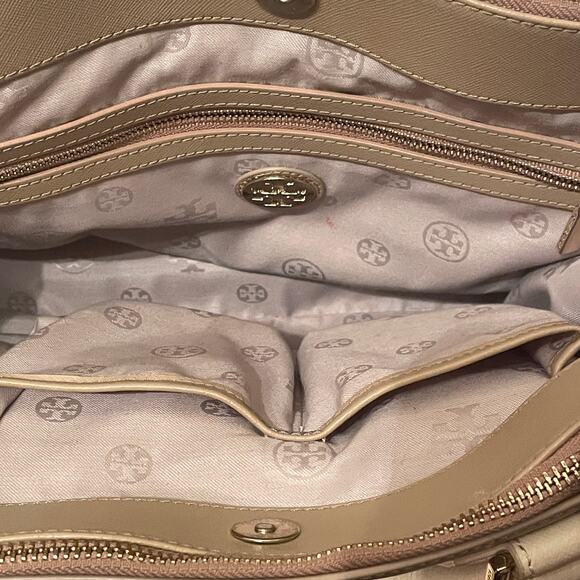 Tory Burch Robinson Double Zip Tote, Rare Color | Oatmeal Ivory Saffiano Leather - Picture 4 of 15